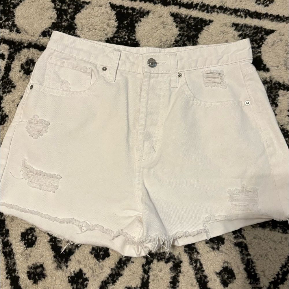 High Rise White Jean shorts